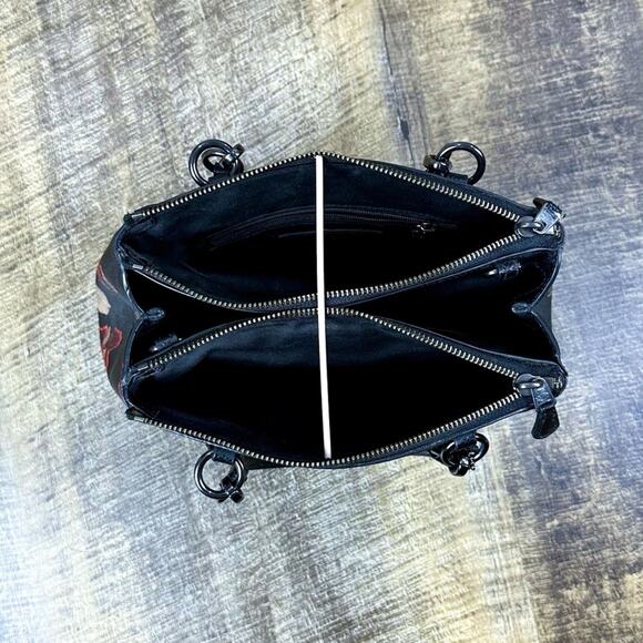 Coach Mini Christie poppy black floral print crossbody satchel carryall bag - Picture 6 of 8